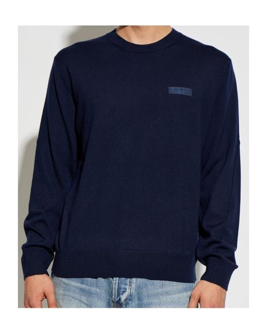 Givenchy Blue Logo Patch Knitted Jumper for men