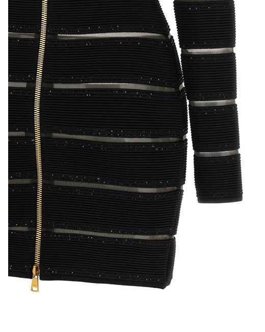 Balmain Black Shimmering Sequinned Mini Dress