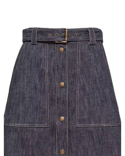 Moncler Blue Buckled Button Detailed Skirt
