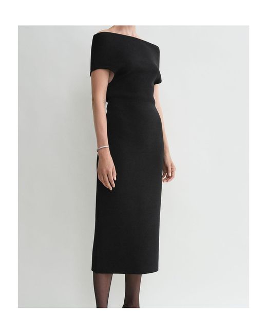 Totême Black Totême Off-Shoulder Dress
