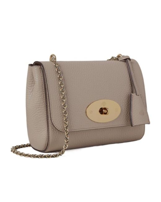 Mulberry Gray Chain-Strap Leather Satchel