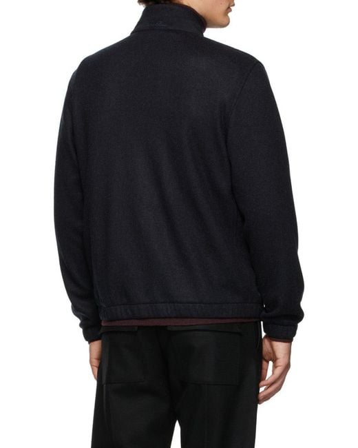 Loro Piana Blue Standing Collar Casual Jacket for men