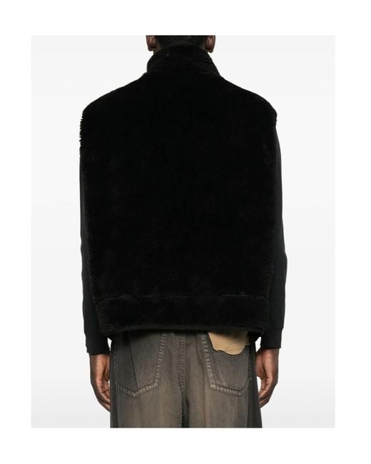 Maison Mihara Yasuhiro Black Faux-Shearling Sleeveless Jacket for men