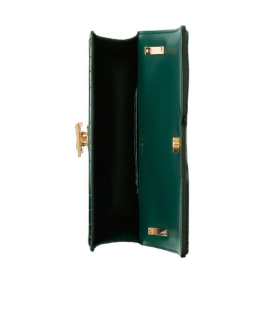 Burberry Green Mini Tb Crocodile-Effect Crossbody Bag