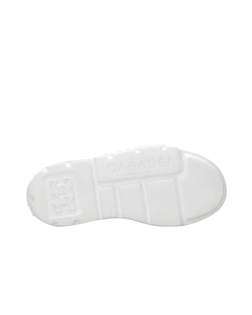 Casadei White Round-Toe Sneakers