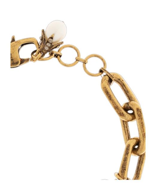 McQueen Metallic Skull Embellished Chained Bracelet