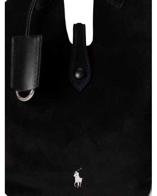 Polo Ralph Lauren Black Polo Play Suede Tote Bag