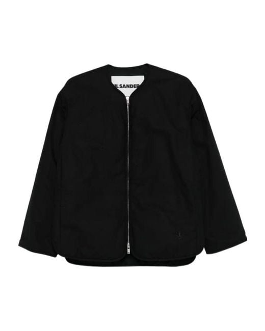 Jil Sander Black Zip-Front Quilted Coat