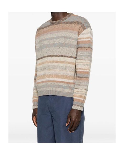 ERL Natural Striped Crew-Neck Sweater for men
