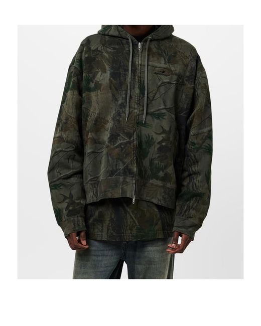 Balenciaga Green Bal Sports Logo Zip Hoodie for men