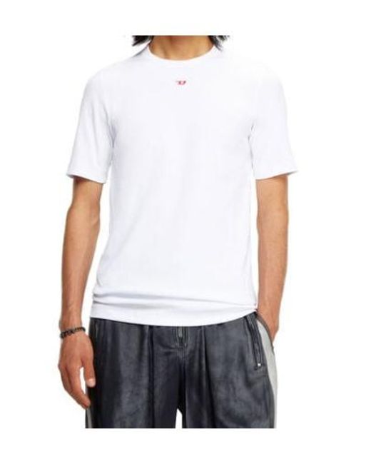 DIESEL White D-Ribber-N Logo Patch Knitted T-Shirt for men