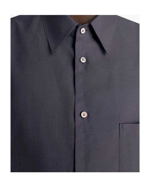 Lemaire Blue Long-Sleeved Curved Hem Regular Shirt for men