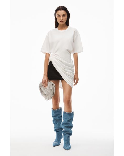 Alexander Wang Draped-Waist Asymmetric T-Shirt in White | Lyst