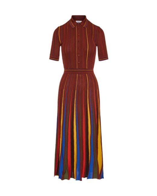 Gabriela Hearst Red Calypso Striped Midi Dress