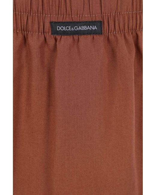 Dolce & Gabbana Brown Logo Patch Poplin Boxer Shorts for men