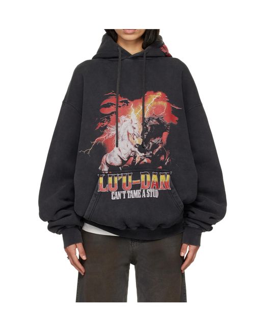 Lu'u Dan Gray Horse Year Series Long-Sleeved Oversized Hoodie for men