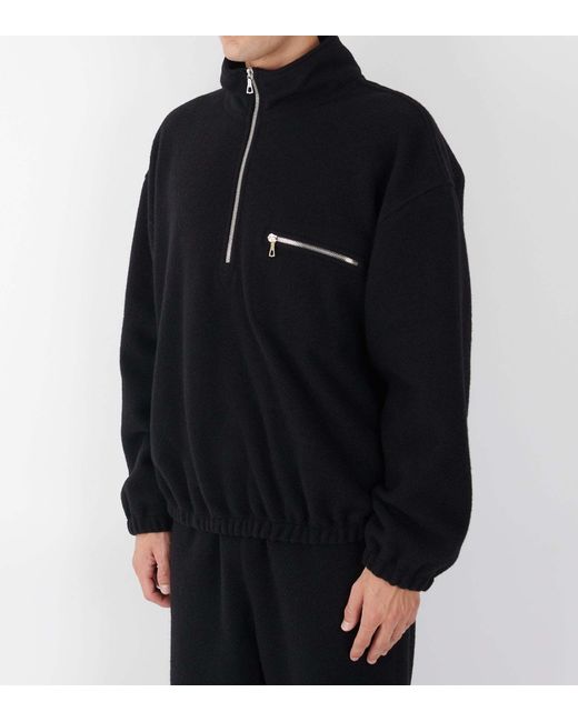 Rier Blue Half-Zip Fleece Sweatshirt for men