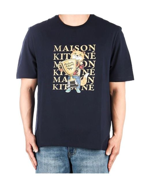 Maison Kitsuné Blue Short Sleeve T-Shirt for men