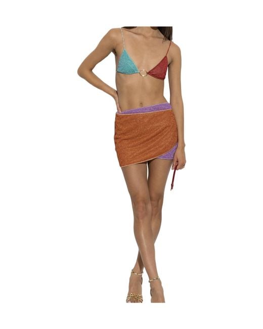 Oseree Brown Asymmetrical Mini Skirt