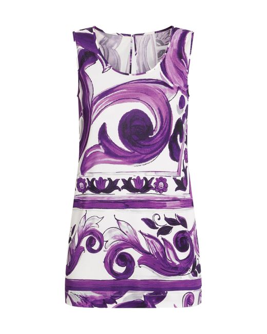 Dolce & Gabbana Purple Maiolica Print Tank Top