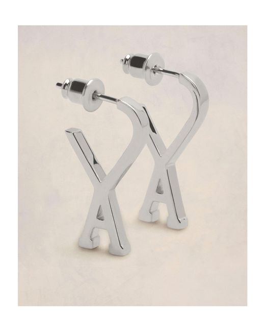 AMI White Ami De Coeur Small Hoop Earrings for men