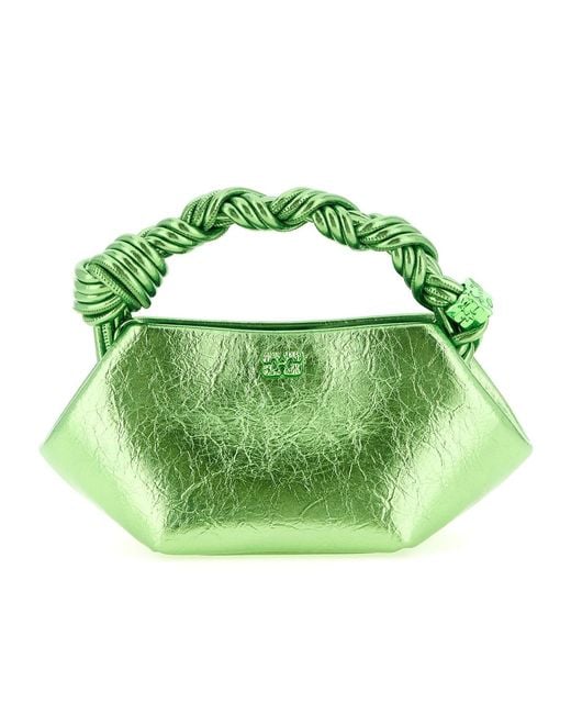 Ganni Green Metallic Mini Bou Bag