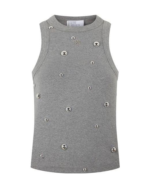GIUSEPPE DI MORABITO Gray Studded Ribbed Top