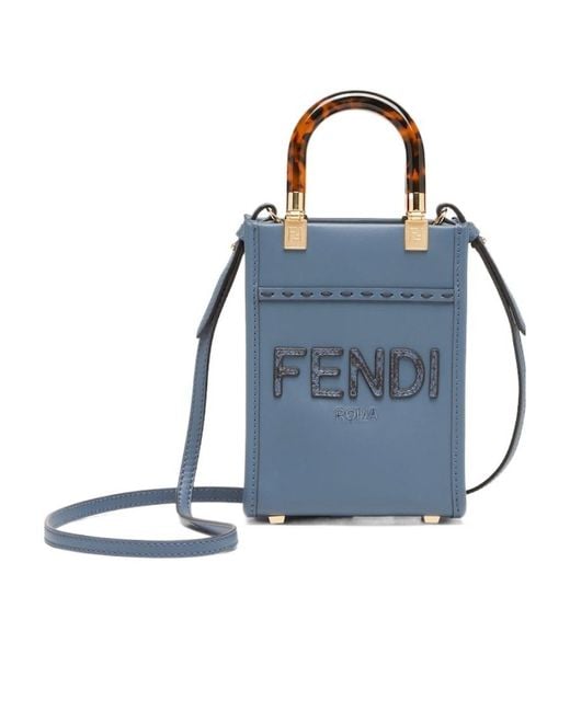 Fendi Blue Leather And Elaphe Mini-Bag