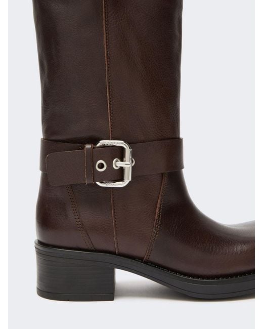 Weekend by Maxmara Brown Leather Biker Boots