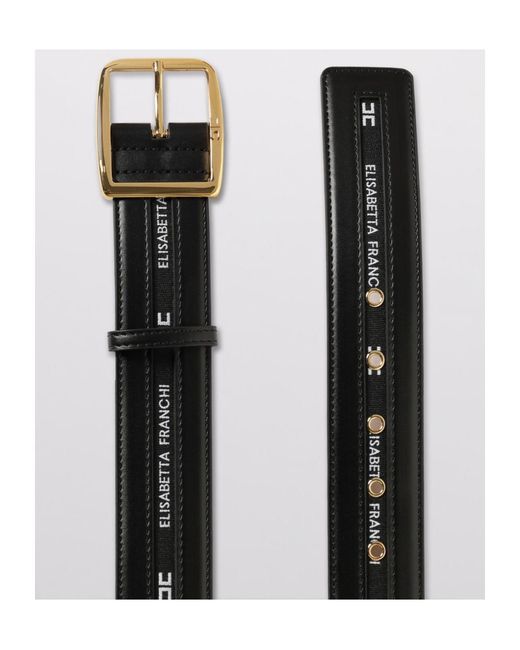 Elisabetta Franchi White Logo Detail Belt