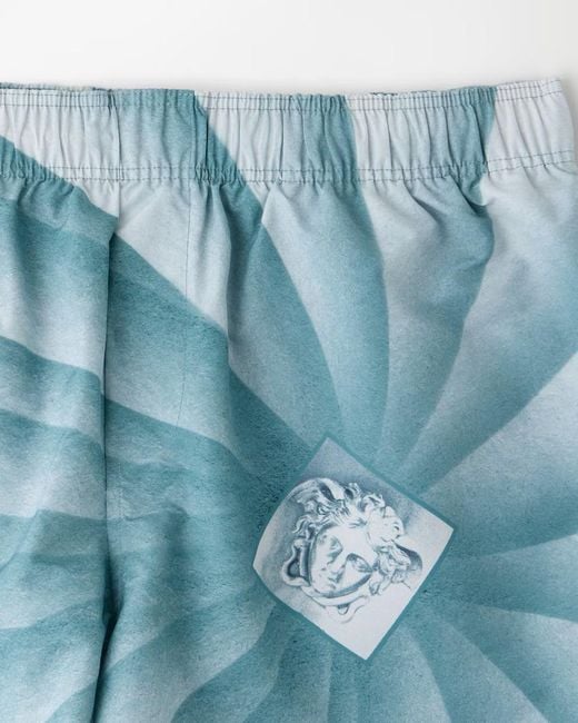 Versace Blue Printed Swim Shorts for men