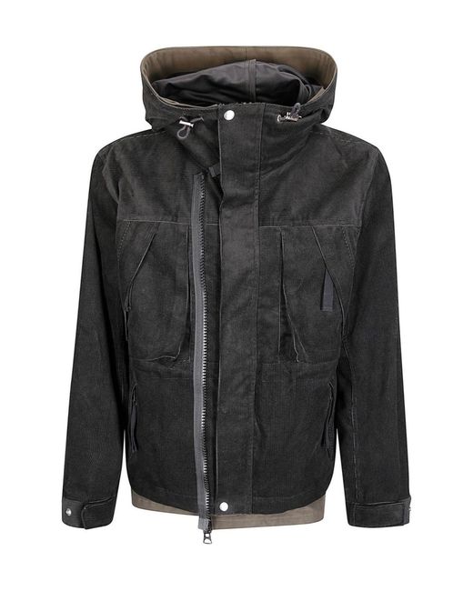 Sacai Black Corduroy Zipped Jacket for men