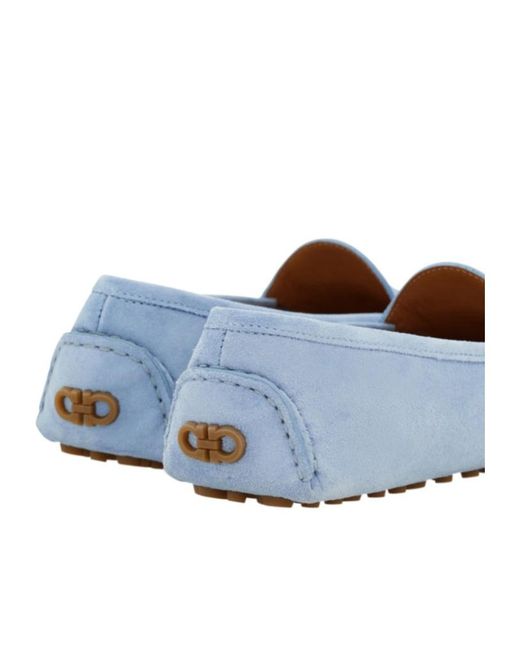 Ferragamo Blue Gancini Driver Loafer