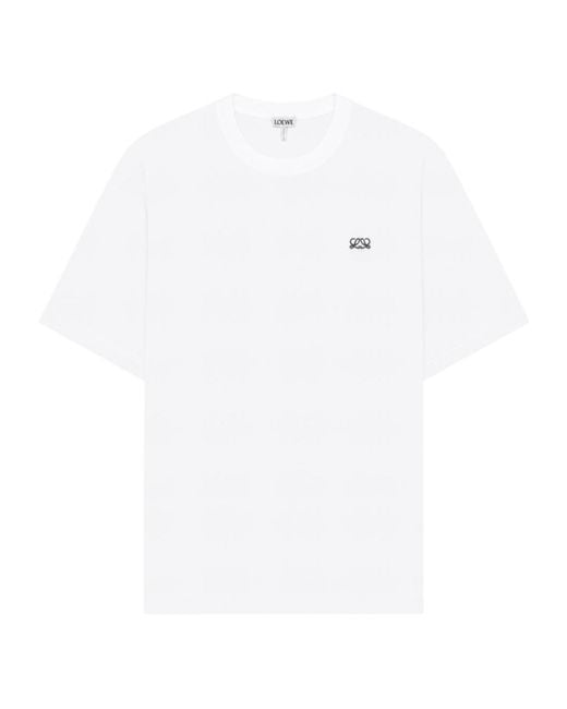 Loewe White Logo-Embroidered Cotton T-Shirt for men