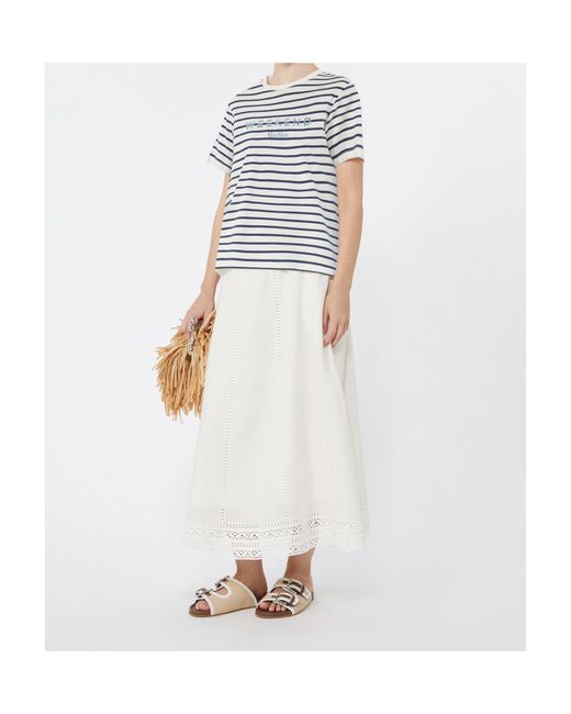 Weekend by Maxmara Blue Wkdbora Embroidered Stripe T-Shirt
