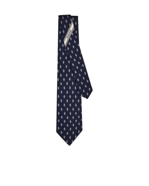 Ferragamo Blue Micro Gancini Print Silk Tie for men