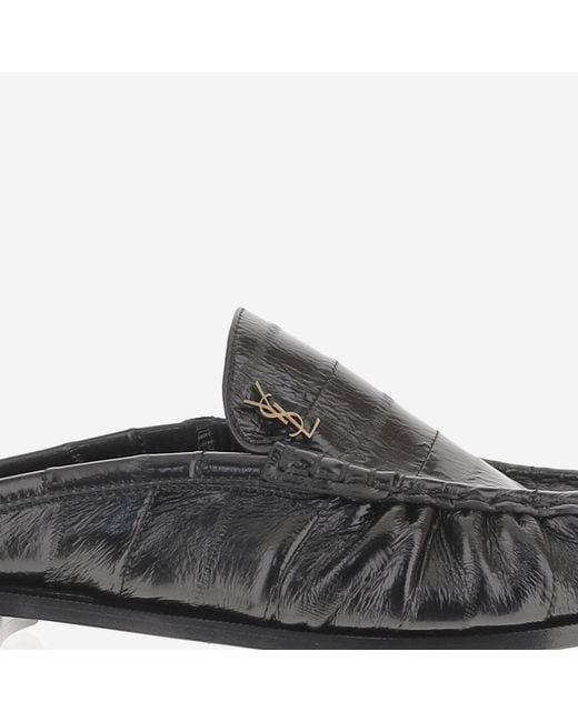 Saint Laurent Brown Logo Plaque Slip-On Flat Shoes