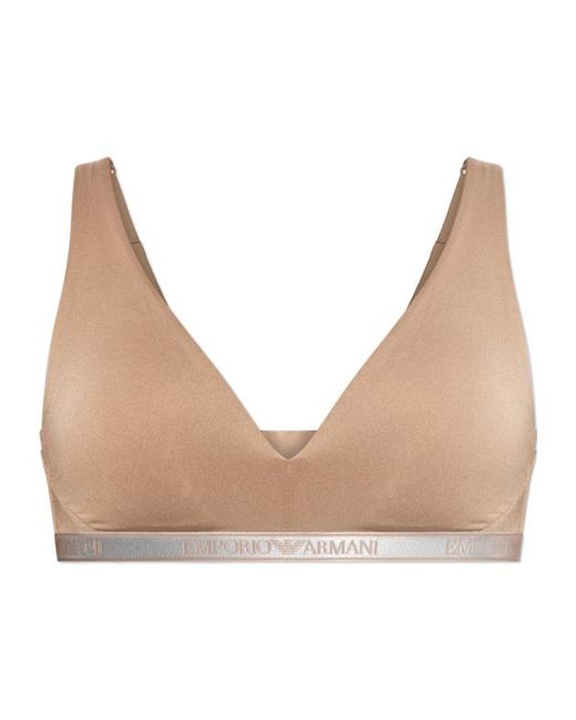 Emporio Armani Natural Logo Elastic Triangle Bra