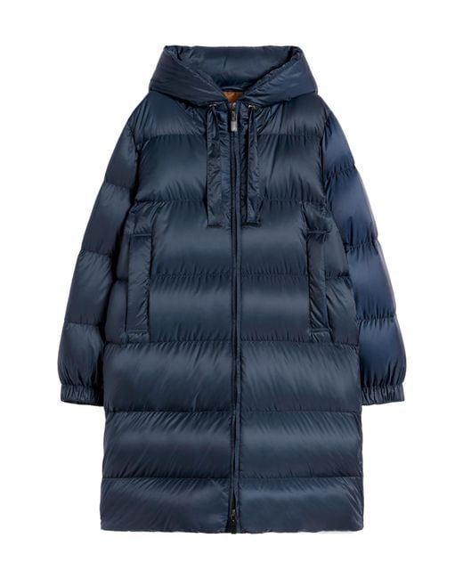 Max Mara Blue Padded Hooded Coat