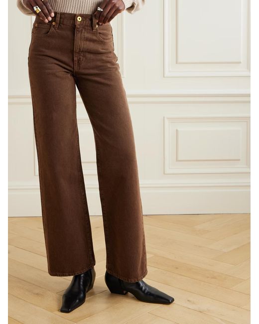 SLVRLAKE Denim Brown Grace High-Waisted Wide-Leg Jeans