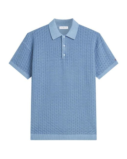 Tommy Hilfiger Blue Basket-Weave Polo Shirt for men