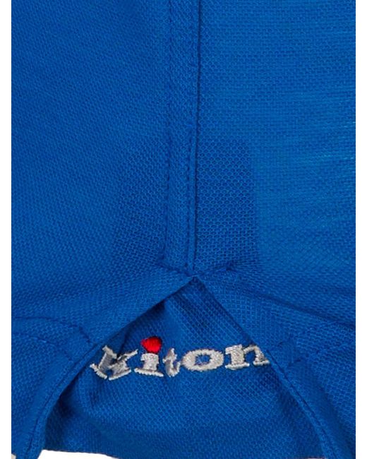 Kiton Blue Logo-Button Polo Shirt for men