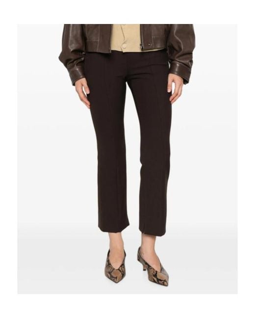 Peserico Brown Seam-Detail Side-Slit Trousers
