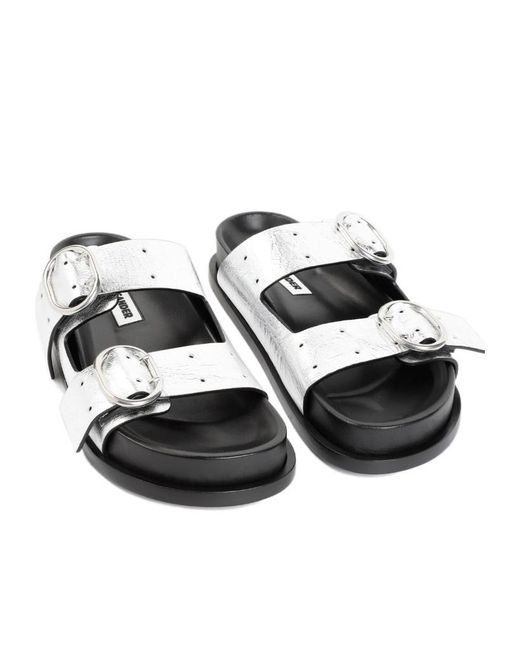 Jil Sander White Double Buckled Slip-On Sandals