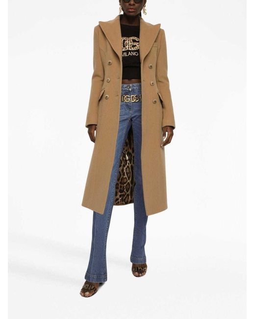 Dolce & Gabbana Natural Long Double-Breasted Coat