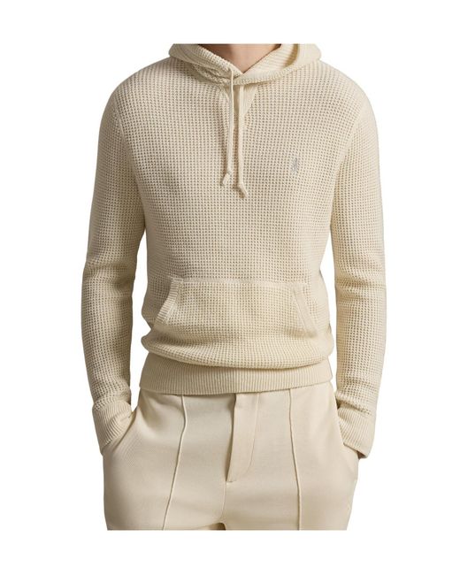 Polo Ralph Lauren White Overhead Cotton Wool Knitted Hoodie for men