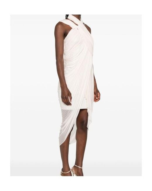 Balmain White Draped Asymmetric-Hem Mini Dress
