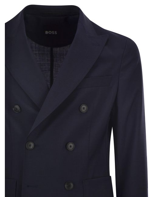 Boss Blue Boss Double-Breasted Long-Sleeved Jacket for men