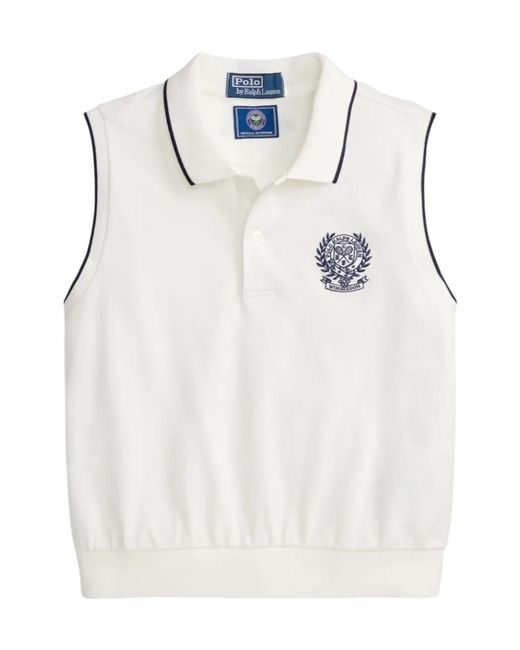 Polo Ralph Lauren White Wimbledon Sleeveless Polo Shirt