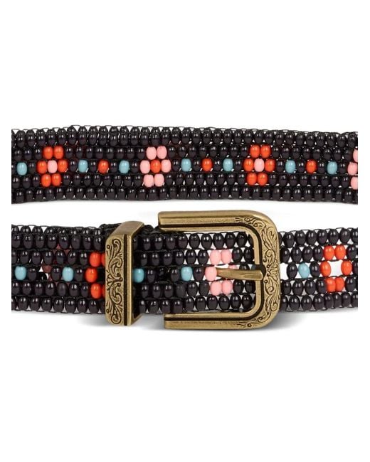 Etro White Belt With Beads And Floral Motif